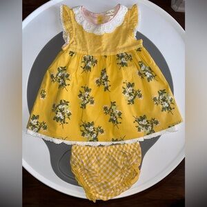 Matilda Jane Yellow Floral Dress with Gingham Bloomers
